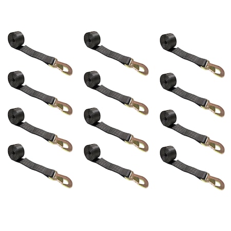 Tie 4 Safe 2" x 10' Wheel Lasso Lift Strap w/ Flat Snap Hook Tow Dolly , 12PK TWS21-2510-M3-BLK-C-12